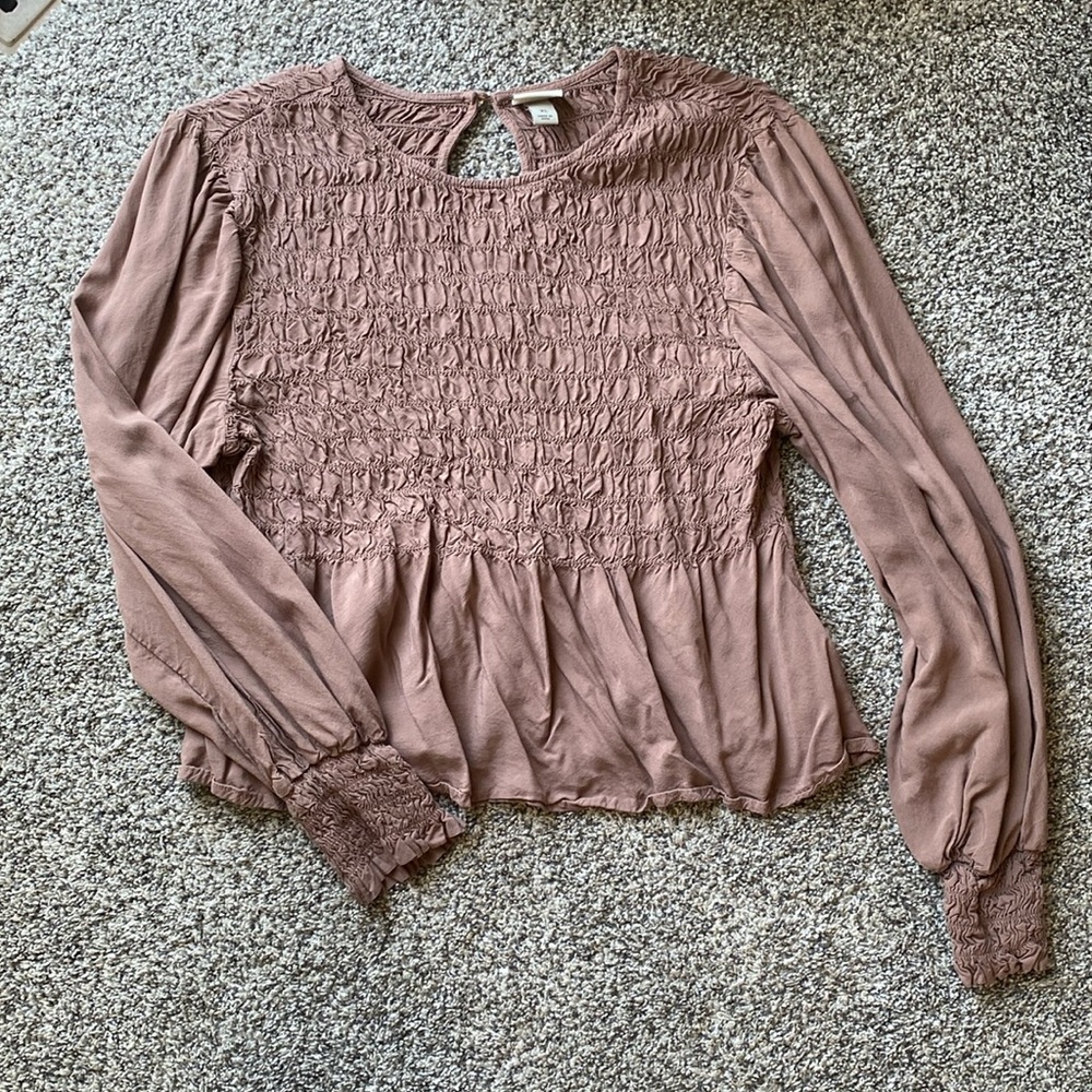 A New Day long sleeve mauve baby doll blouse